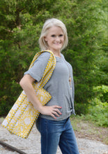 Load image into Gallery viewer, Farylina Mixed Floral Print Quilted Jane Tote Bag in Yellow Bag Farylina   
