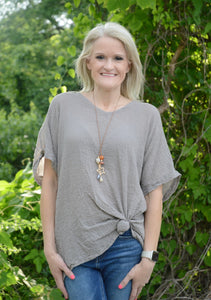 Yolly Cotton Gauze Top in Taupe Shirts & Tops Yolly   