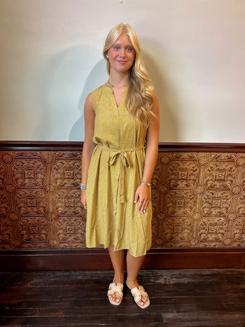 Sew in Love Abstract Print Dress in Mustard/Blue