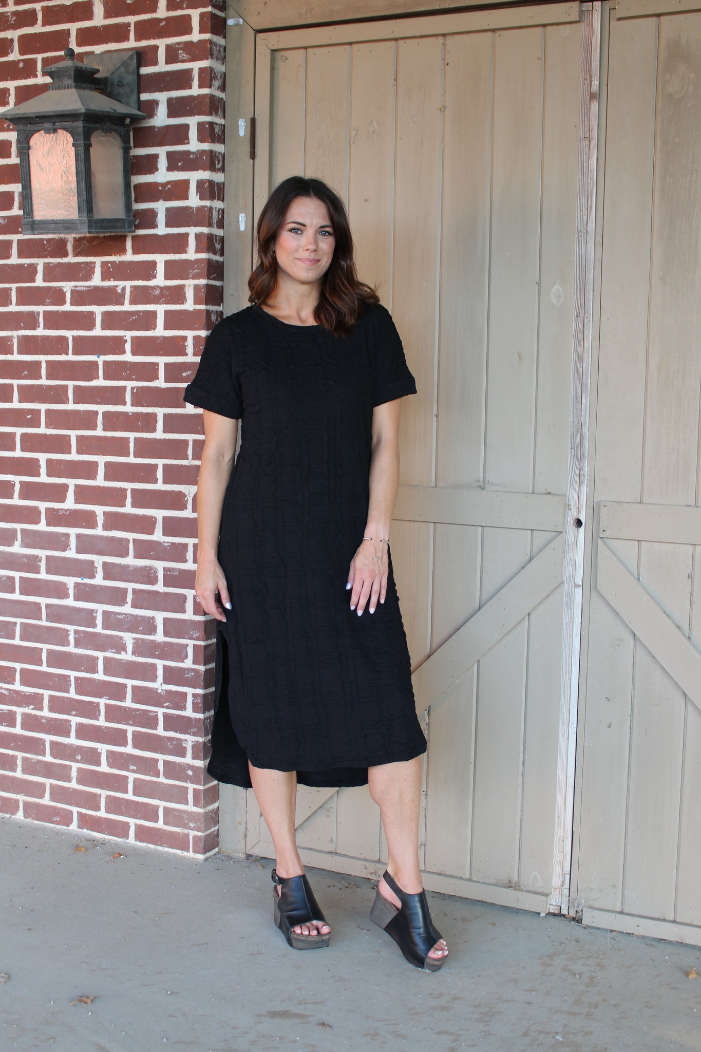 BiBi Textured Jacquard Knit Midi Dress in Black BiBi Textured Jacquard Knit Midi Dress in Black
