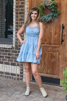 Wishlist Tiered Mini Dress in Denim