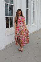Jodifl Floral Print Midi Dress in Pink