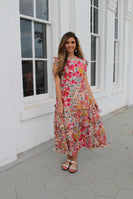 Jodifl Floral Print Midi Dress in Pink