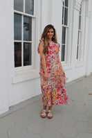 Jodifl Floral Print Midi Dress in Pink