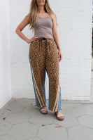 BiBi Mix N Match Leopard and Denim Pants with Stripes in Leopard/Denim