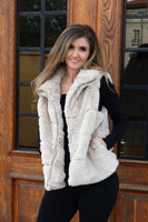 White Birch Faux Fur Vest in Oatmeal