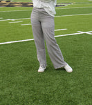 Things Between Striped Ruffle Hem Pants in Black