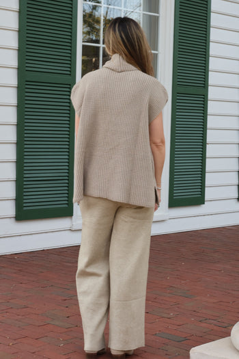 Wishlist Turtle Neck Sweater Top and Contrasting Knit Pants Set in Stone