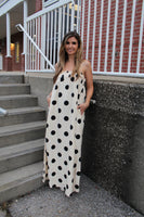 Things Between Linen Blend Polka Dot Maxi Dress in Cream
