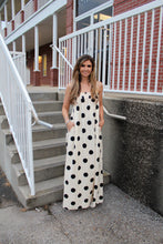Load image into Gallery viewer, Things Between Linen Blend Polka Dot Maxi Dress in Cream
