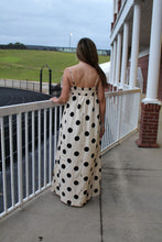 Load image into Gallery viewer, Things Between Linen Blend Polka Dot Maxi Dress in Cream
