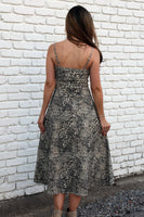 Klesis A-Line Bustier Corset Top Midi Dress in Leopard