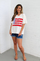 Sage+Fig OVERSIZED Americana Patched Top in Cream
