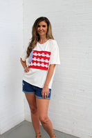 Sage+Fig OVERSIZED Americana Patched Top in Cream