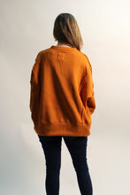 Load image into Gallery viewer, LovLov Solid Color French Terry Sweatshirt with THANKFUL Fleece Letter Patched Front in Rust
