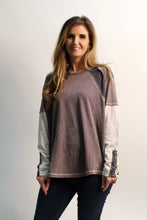 Load image into Gallery viewer, Easel Mineral Washed Color Mix Top in Ash Navy
