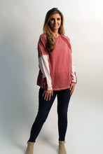 Load image into Gallery viewer, Easel Mineral Washed Color Mix Top in Boho Red
