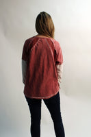 Easel Mineral Washed Color Mix Top in Boho Red