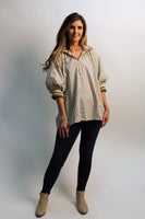 Entro Contrasting Striped Top in Olive