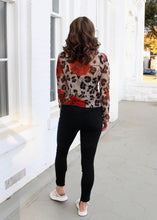 Load image into Gallery viewer, Sew in Love FITTED Mesh Leopard Print and Rose Top in Taupe/Red
