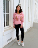 Grace+Emma Gingerbread Man Cardigan in Pink