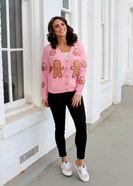 Grace+Emma Gingerbread Man Cardigan in Pink