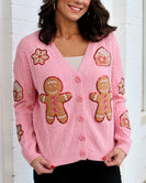 Grace+Emma Gingerbread Man Cardigan in Pink