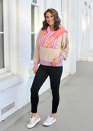 FATE OVERSIZED Knit Hooded Sweater in Oatmeal Multi