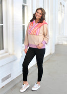 FATE OVERSIZED Knit Hooded Sweater in Oatmeal Multi