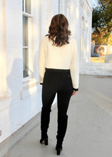 Load image into Gallery viewer, MABLE Textured Tweed CROPPED Jacket with Rhinestones and Bow Details in Cream
