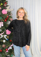 Sew in Love Fuzzy Textured Knit Top in Black
