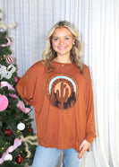 Sew in Love Graphic Knit Print Cactus Top in Caramel