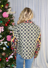 Load image into Gallery viewer, J.nna Mixed Print Quilted Puffer Jacket in Marigold Garden
