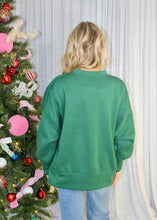 Load image into Gallery viewer, LovLov Solid Color French Terry Sweatshirt with MERRY Fleece Letter Patched Front in Hunter Green
