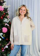 Sew in Love Fuzzy and Ribbed Knit Jacket in Taupe