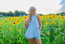 J.nna Denim Top and Shorts Set in Light Denim