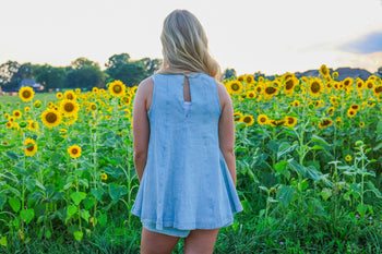 J.nna Denim Top and Shorts Set in Light Denim