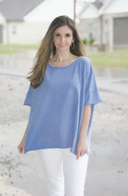 Load image into Gallery viewer, Easel Solid Color Terry Knit Top with Raw Cut Details in Peri Blue Shirts &amp; Tops Easel   
