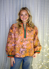 Load image into Gallery viewer, Jodifl Standing Neck Textured Floral Top in Pumpkin

