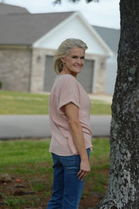 Easel Cotton Gauze Boxy Top in Blush Coral Shirts & Tops Easel   