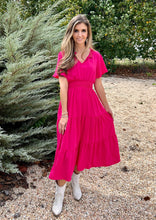 Load image into Gallery viewer, Haptics Solid Color Fit and Flare Maxi Dress in Fuchsia
