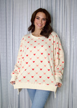 Load image into Gallery viewer, BiBi OVERSIZED Diamond Heart Print Waffle Knit Top in Cream
