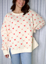 Load image into Gallery viewer, BiBi OVERSIZED Diamond Heart Print Waffle Knit Top in Cream
