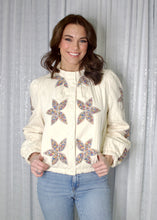 Load image into Gallery viewer, FATE Quilted Jacket with Floral Appliques in Cream
