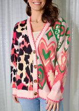 Load image into Gallery viewer, FATE Mixed Pattern Knit Cardigan with Scalloped Edge Details in Pink Multi
