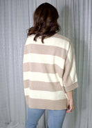 Wishlist Contrasting Color Striped Cardigan in Taupe/Cream
