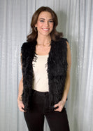 Mystree Eyelash Faux Fur Vest in Black