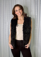Load image into Gallery viewer, Mystree Eyelash Faux Fur Vest in Black
