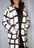 Davi & Dani Shearling Wide Plaid Jacket in Black/White