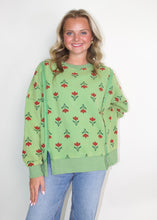 Load image into Gallery viewer, Easel French Terry Vintage Floral Print Sweatshirt in Apple Green
